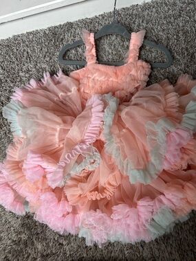 Peach Ruffle Tulle Kids Costume Dress